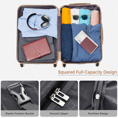 Luggage Sets New Model   ABS Hardshell 3pcs Clearance Luggage Hardside Lightweight Durable Suitcase sets Spinner Wheels Suitcase with TSA Lock 20''24''28''( Ivory and Golden)