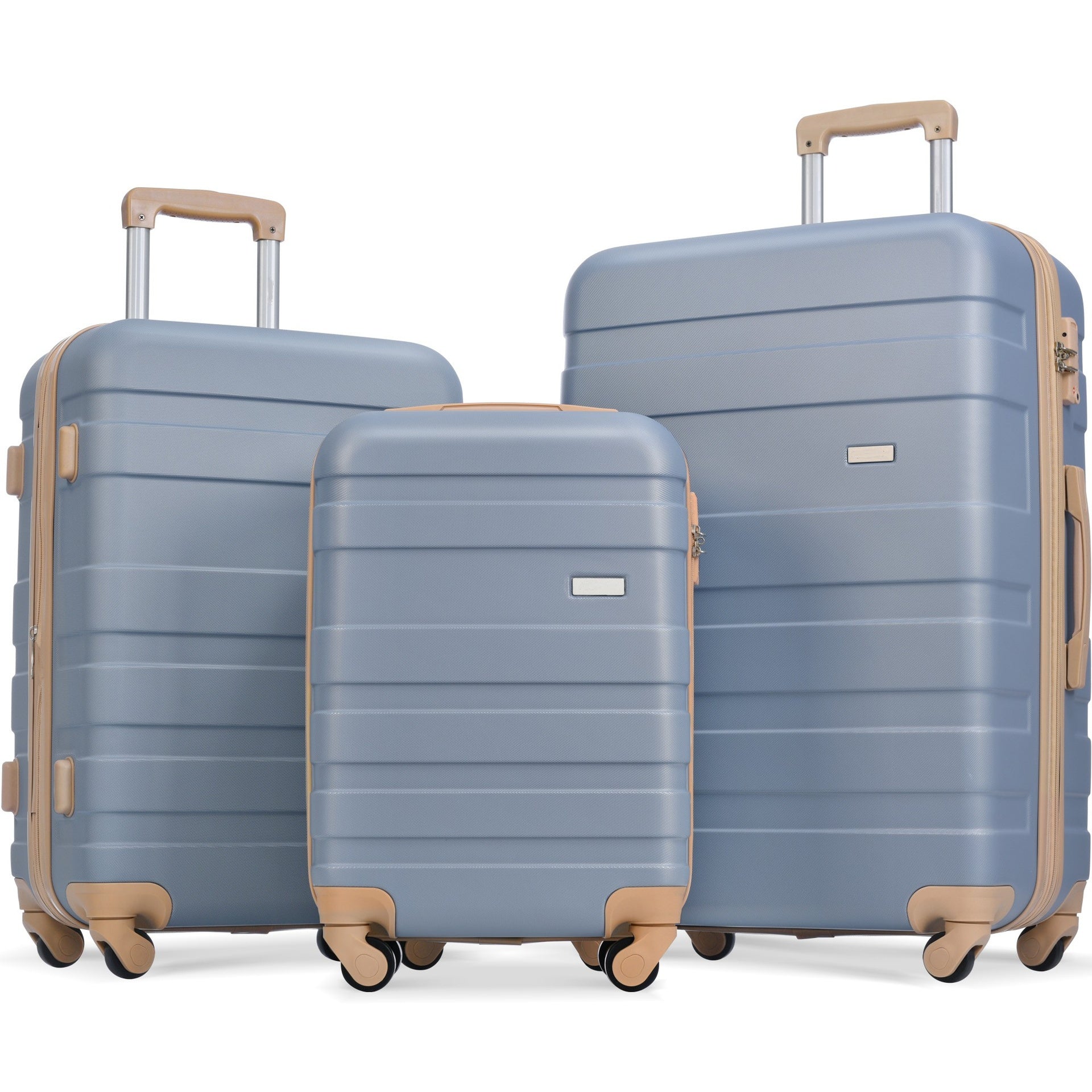 Luggage Sets New Model ABS Hardshell 3pcs Clearance Luggage Hardside Lightweight Durable Suitcase sets Spinner Wheels Suitcase with TSA Lock 20''24''28''( Light Blue)
