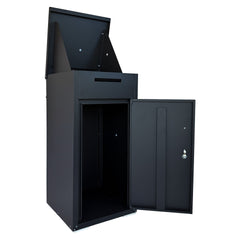 Package Delivery Box for Outside,  Cold-Rolled Steel Delivery Box for Packages & Mails, Anti-Theft Lockable Large Mailbox for Porch, House, Curbside, Black