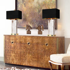 Touch Control Table Lamps Set of 2, Modern Contemporary Bedside Lamp with 2 USB Ports 1 AC Outlet, 3-Way Dimmable Nightstand Lamp Faux Marble Gold Black Rectangular Shade for Living Room Bedroom