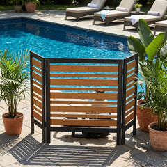 3-Panel Outdoor Air Conditioner Fence Screen, Outside Wood Privacy Fence, Backyard Garden Patio 38" W x 42" H
