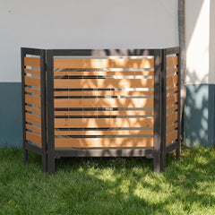 3-Panel Outdoor Air Conditioner Fence Screen, Outside Wood Privacy Fence, Backyard Garden Patio 38" W x 42" H