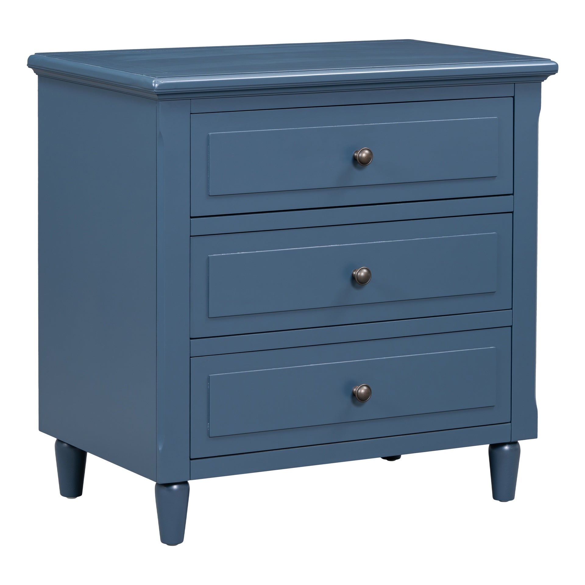 U_STYLE 28''Pine Wood Nightstand with 3 Drawers and Smooth Gliding Rails ,Simple Bedside Cabinet with Metal handle, Minimalist Sofa Side Table with rubber legs for Bedroom Sofa Couch Office