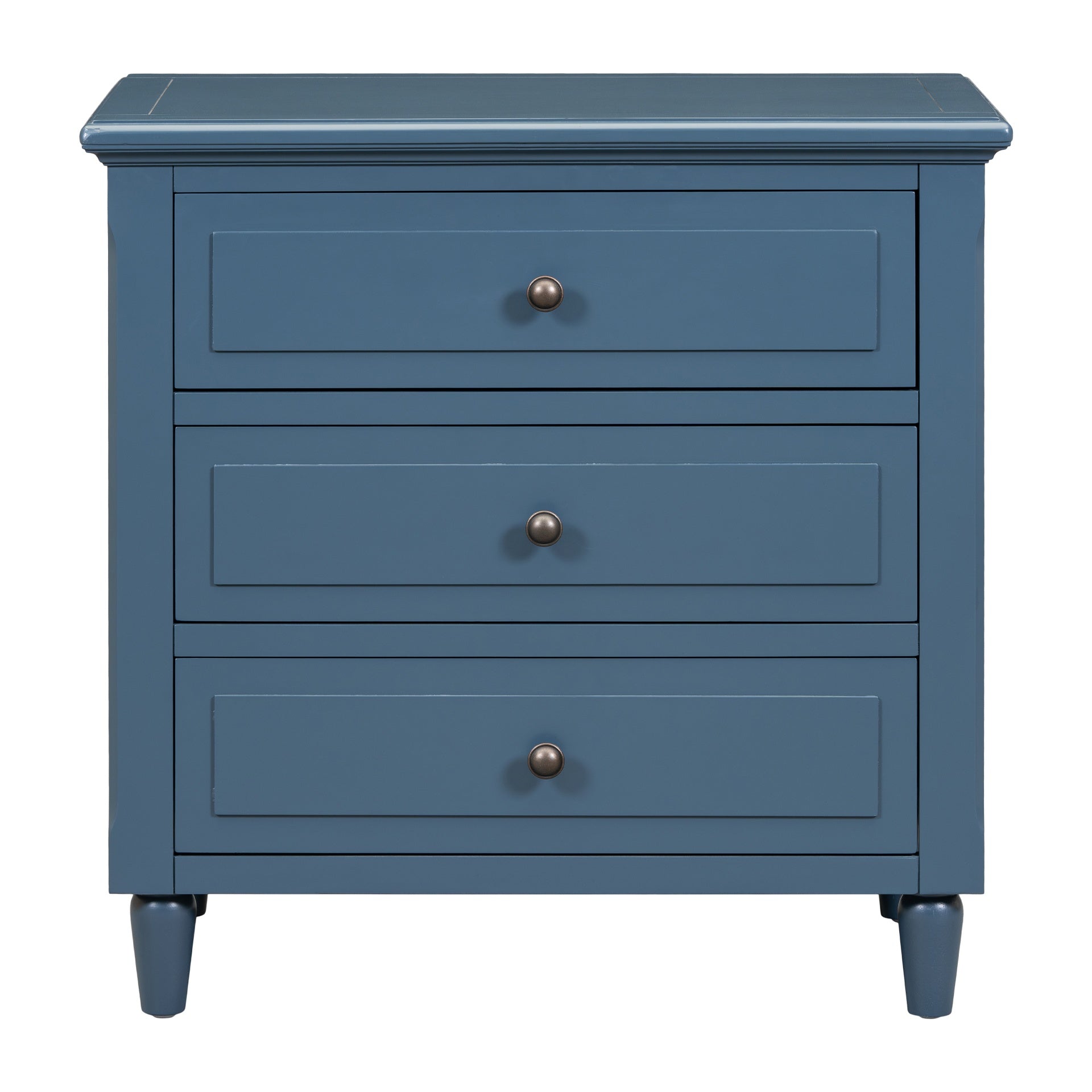 U_STYLE 28''Pine Wood Nightstand with 3 Drawers and Smooth Gliding Rails ,Simple Bedside Cabinet with Metal handle, Minimalist Sofa Side Table with rubber legs for Bedroom Sofa Couch Office