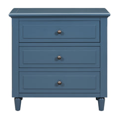 U_STYLE 28''Pine Wood Nightstand with 3 Drawers and Smooth Gliding Rails ,Simple Bedside Cabinet with Metal handle, Minimalist Sofa Side Table with rubber legs for Bedroom Sofa Couch Office