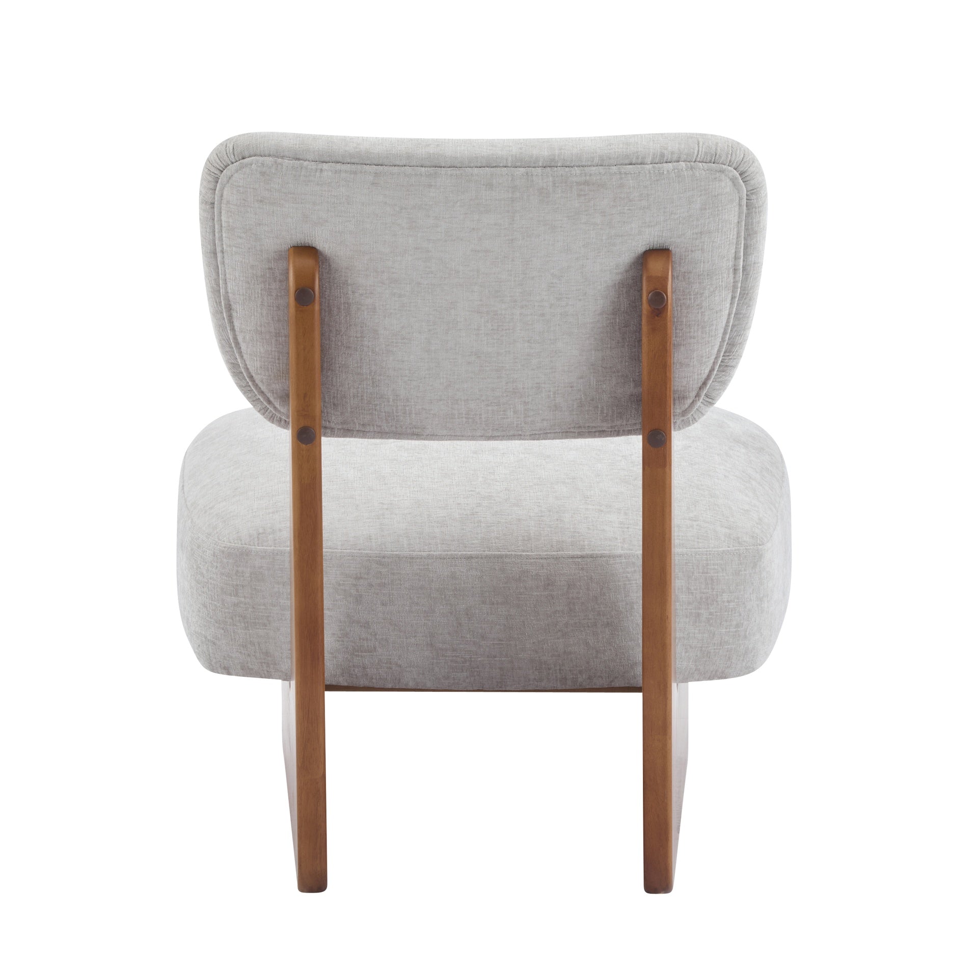 [Set of 2] Modern Grey Lounge Chair with Polyester Upholstery, Sturdy Wood Base With Walnut Finish, Minimalist and Stylish Accent Seating for Living Room, Bedroom, or Office