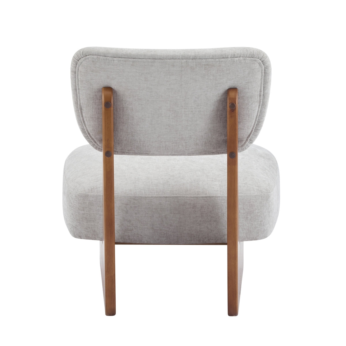 [Set of 2] Modern Grey Lounge Chair with Polyester Upholstery, Sturdy Wood Base With Walnut Finish, Minimalist and Stylish Accent Seating for Living Room, Bedroom, or Office