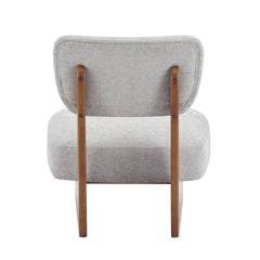 [Set of 2] Modern Grey Lounge Chair with Polyester Upholstery, Sturdy Wood Base With Walnut Finish, Minimalist and Stylish Accent Seating for Living Room, Bedroom, or Office