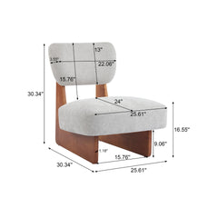 [Set of 2] Modern Grey Lounge Chair with Polyester Upholstery, Sturdy Wood Base With Walnut Finish, Minimalist and Stylish Accent Seating for Living Room, Bedroom, or Office