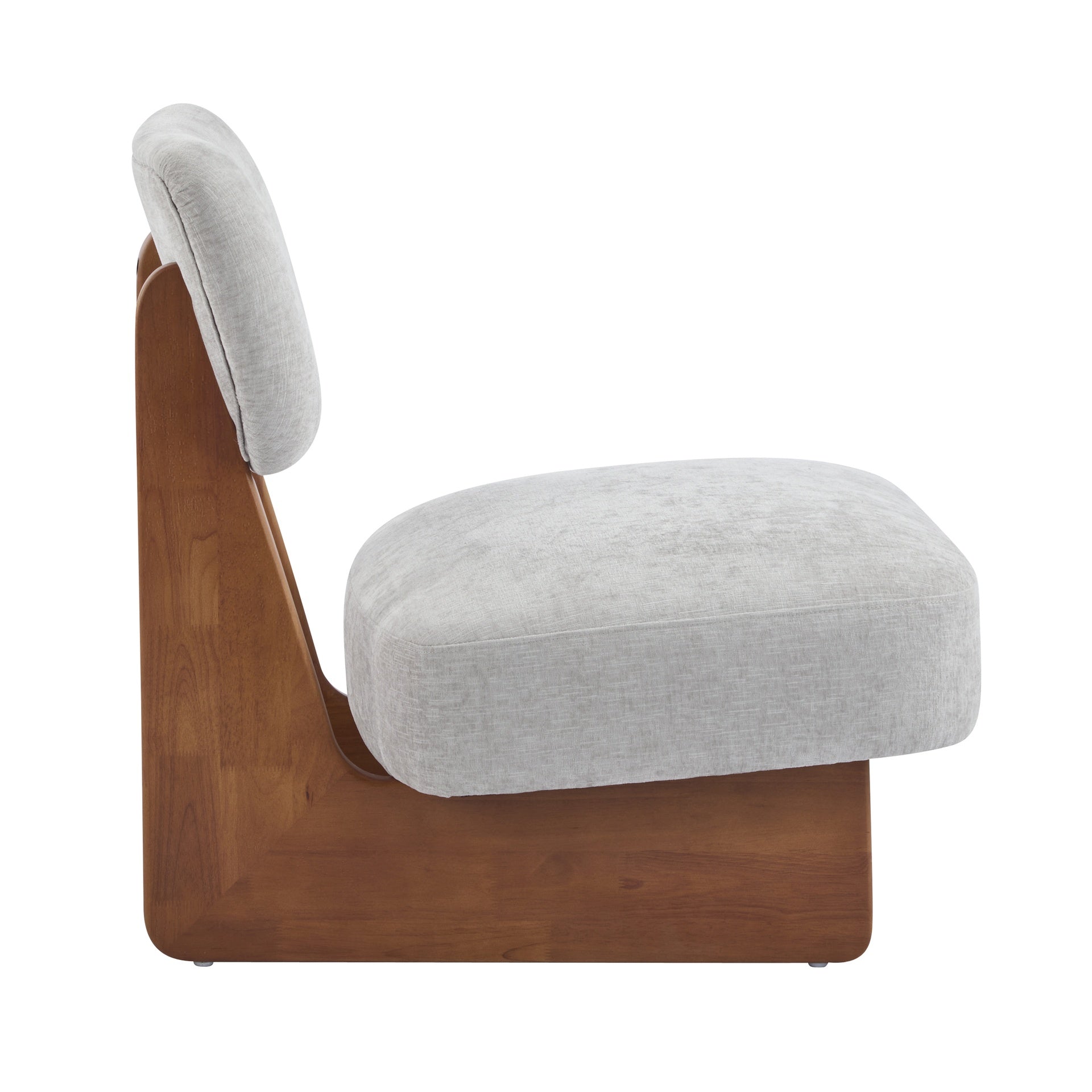 [Set of 2] Modern Grey Lounge Chair with Polyester Upholstery, Sturdy Wood Base With Walnut Finish, Minimalist and Stylish Accent Seating for Living Room, Bedroom, or Office