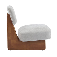 [Set of 2] Modern Grey Lounge Chair with Polyester Upholstery, Sturdy Wood Base With Walnut Finish, Minimalist and Stylish Accent Seating for Living Room, Bedroom, or Office