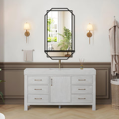 30X44 Ines Modern Vanity Mirror with Multi-functional Shelf, Large bathroom Mirror, Black Frame Decoration Mirror, Suitable for Bathroom, Living Room, Bedroom