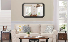 30X44 Ines Modern Vanity Mirror with Multi-functional Shelf, Large bathroom Mirror, Black Frame Decoration Mirror, Suitable for Bathroom, Living Room, Bedroom