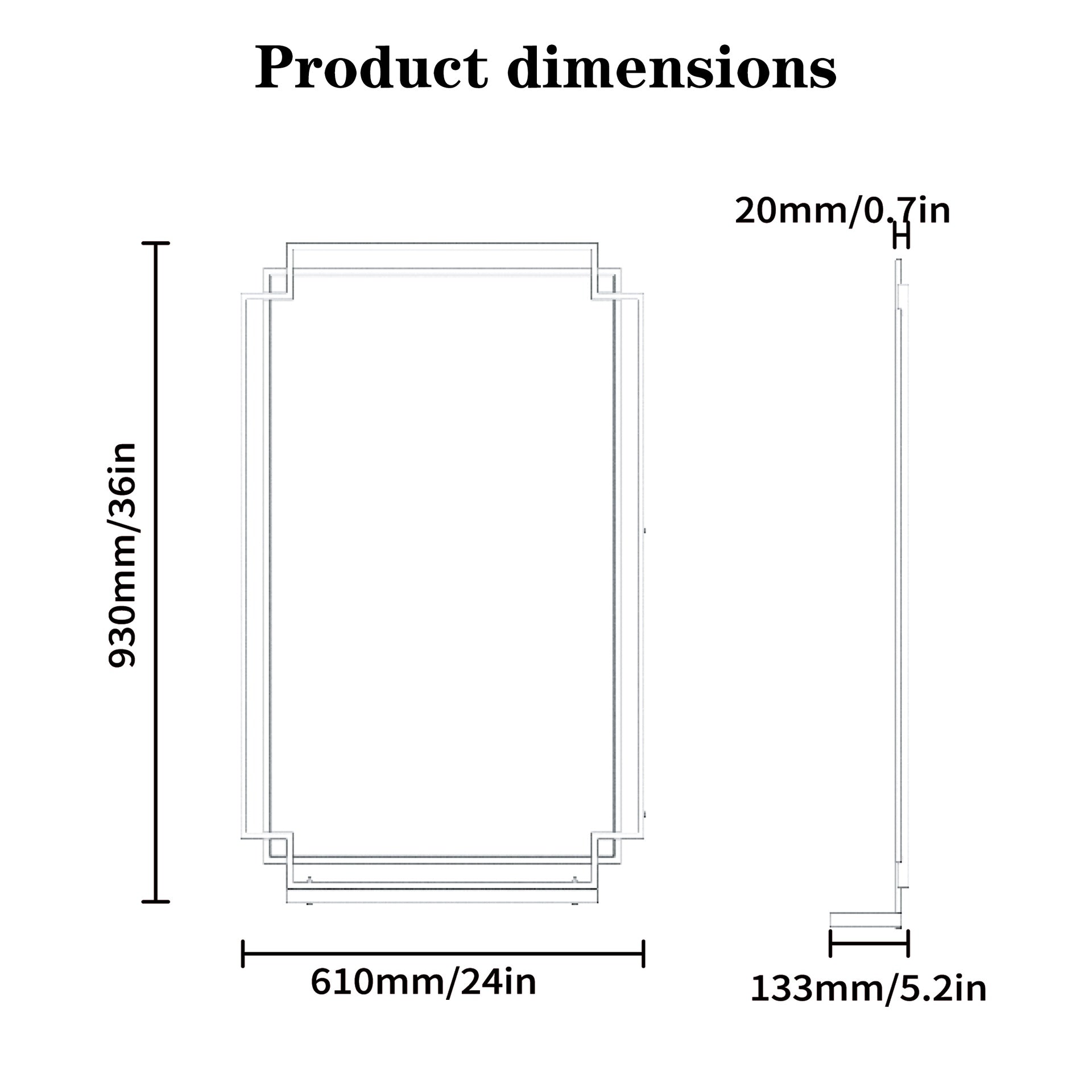 30X44 Ines Modern Vanity Mirror with Multi-functional Shelf, Large bathroom Mirror, Black Frame Decoration Mirror, Suitable for Bathroom, Living Room, Bedroom