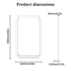 30X44 Ines Modern Vanity Mirror with Multi-functional Shelf, Large bathroom Mirror, Black Frame Decoration Mirror, Suitable for Bathroom, Living Room, Bedroom