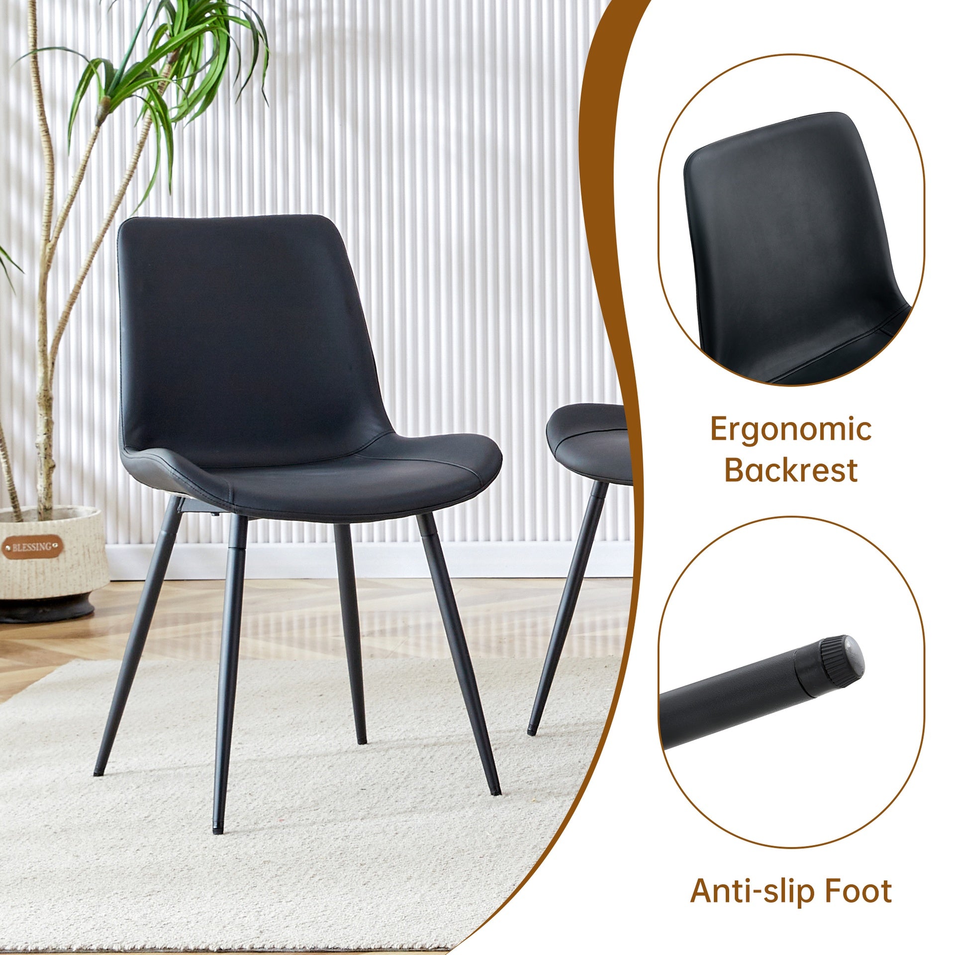Table and chair set.Modern Extendable MDF Dining Table.Suitable for gatherings of different size.Paired with 6 Black Artificial PU Chairs With Curved Widened Cushion Design.