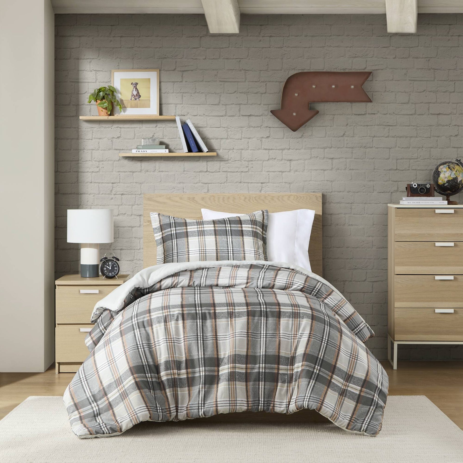 3PCS Full/Queen Plaid Duvet Cover Set