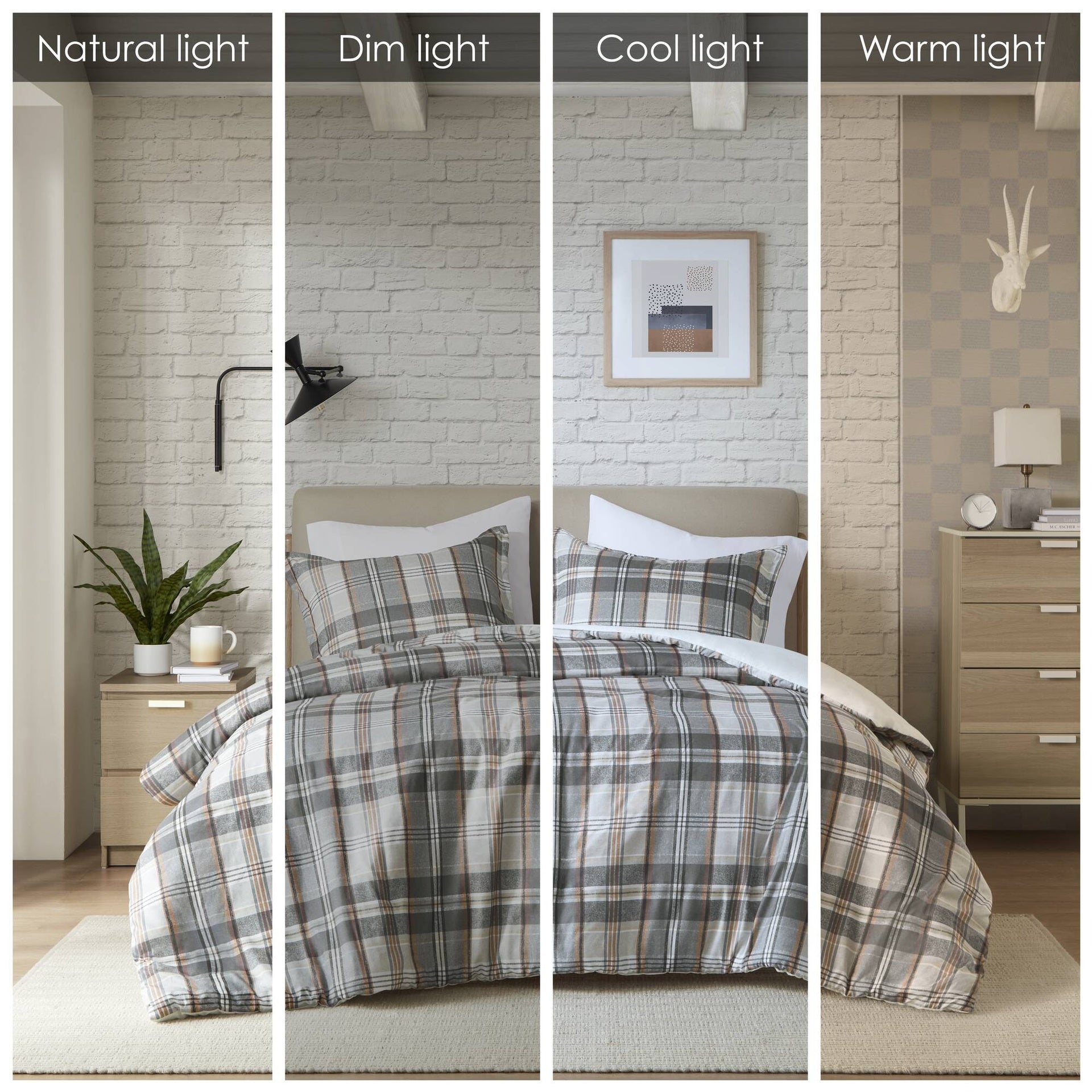 3PCS Full/Queen Plaid Duvet Cover Set