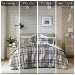 3PCS Full/Queen Plaid Duvet Cover Set