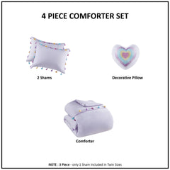 Tassel Comforter Set with Heart Shaped Throw Pillow Full/Queen