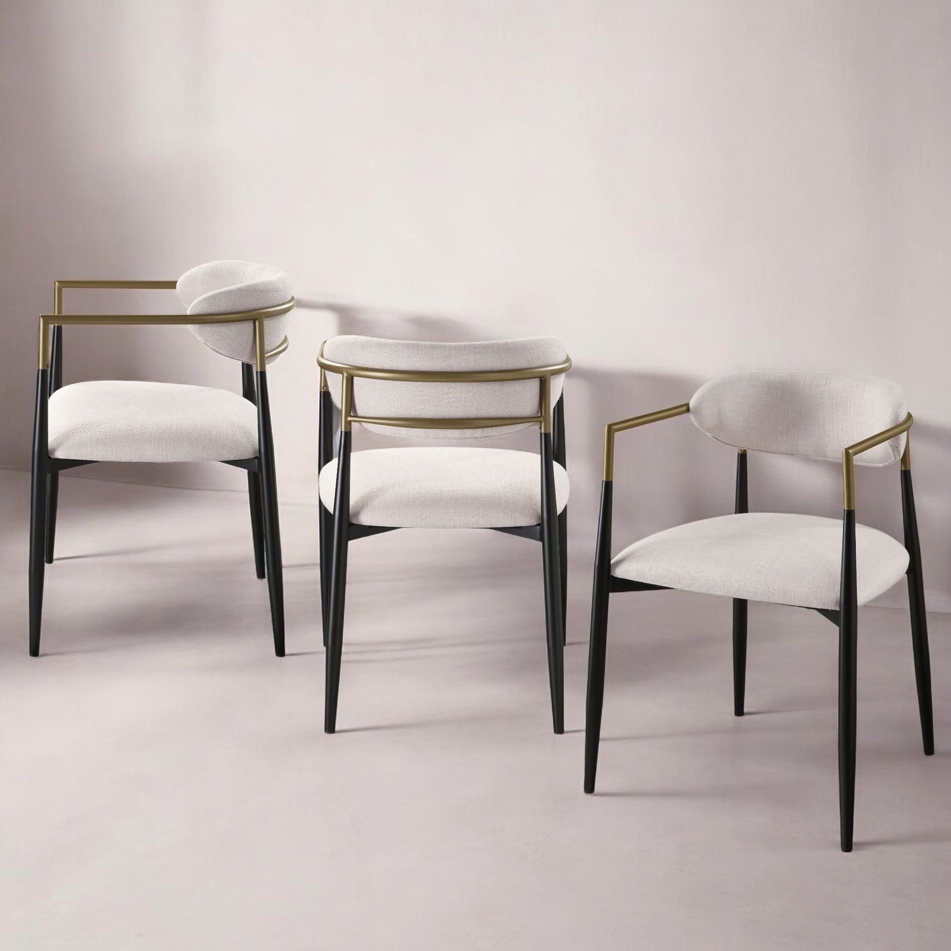Jaramillo Beige Linen & Black Finish Side Chair (Set of 2)