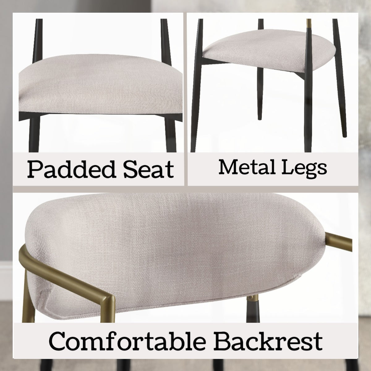 Jaramillo Beige Linen & Black Finish Side Chair (Set of 2)