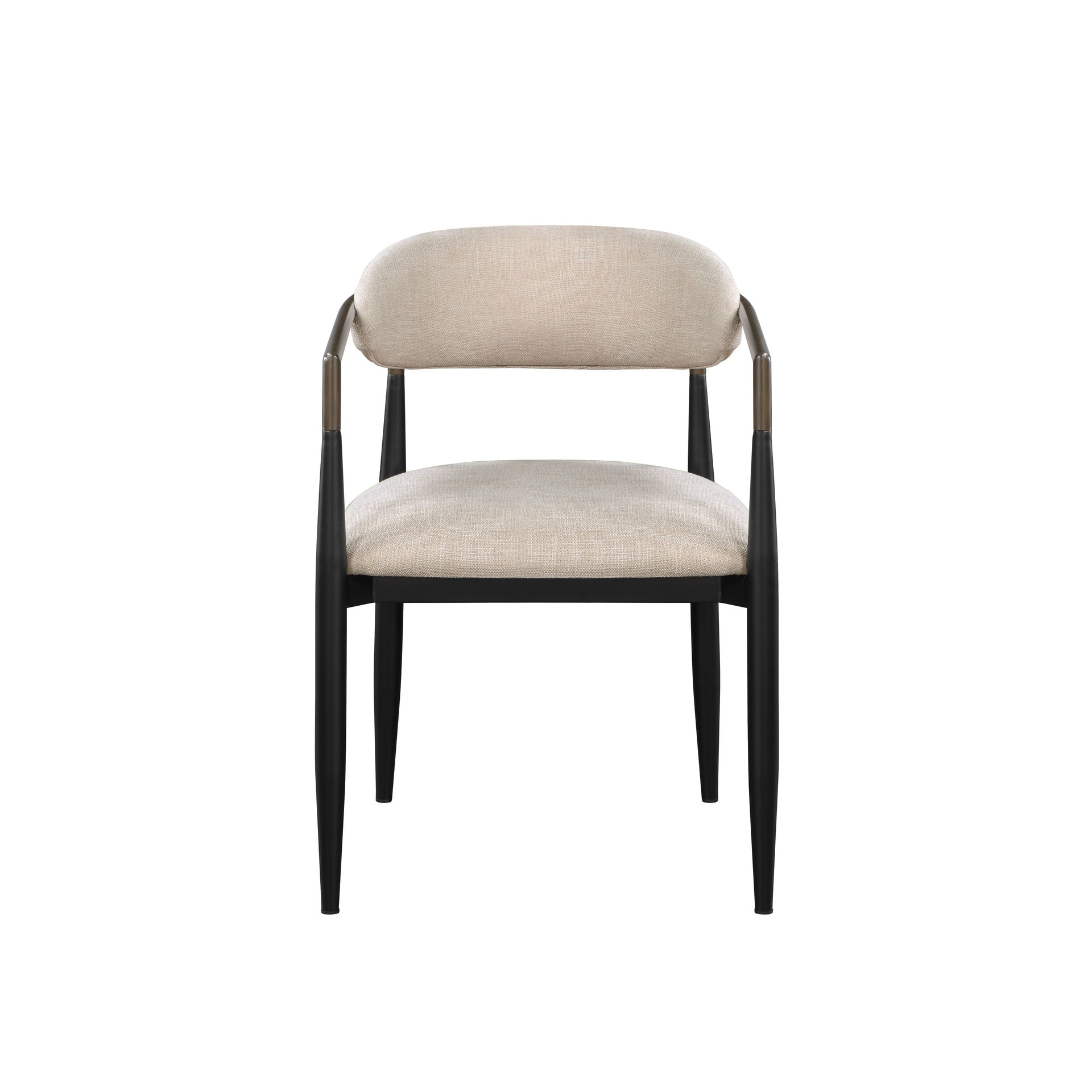 Beige and Black Armchair with Open Back (Set of 2)