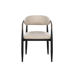 Beige and Black Armchair with Open Back (Set of 2)