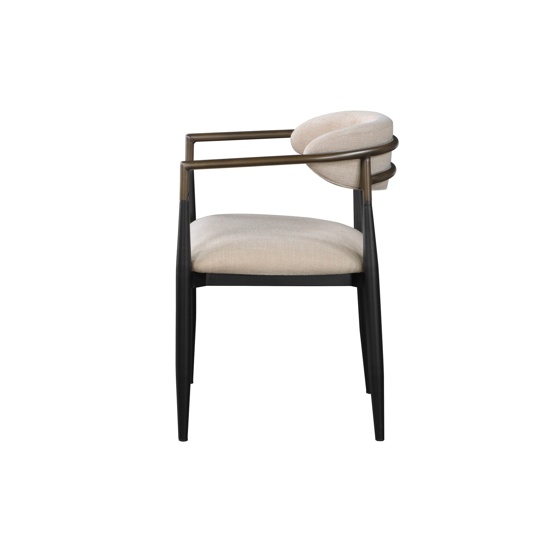Beige and Black Armchair with Open Back (Set of 2)