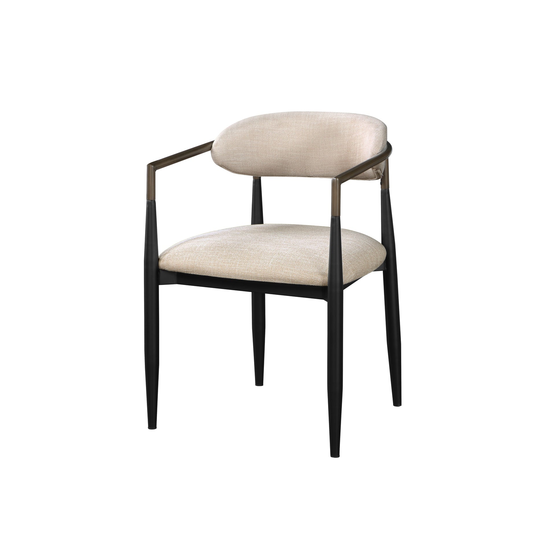 Beige and Black Armchair with Open Back (Set of 2)