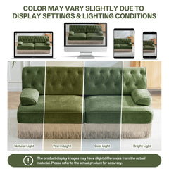 L-Shaped Breathable Comfort Velvet Fabric,Tassel Skirt Chesterfield Sofa ,Free Combination,Slightly Curved Square Armrests,Premium Wooden Base,Easy to Assemble,For Living Room,Bedroom,Green