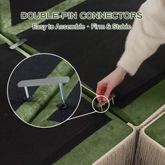3-Seater High Quality Velvet Fabric,Cloud Modular Sectional,Tassel Skirt,Button Tufted Design,High-density High Resilience Foam,Easy to Assemble,Premium Wooden Base,For Living Room Study,Green