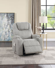Light Gray Chenille Recliner w/Power Lift & Massage