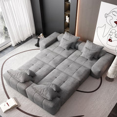 Modern Oversized Modular Sectional Sofa,Sparkling Chenille Fabric Soft Cushion Sofa with 8 Pillows,8 PCS DIY Combination Tufted Sofa,No Assembly Required,GREY