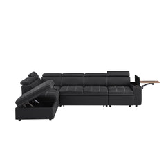Black Fabric Sectional Sofa with Storage Ottoman