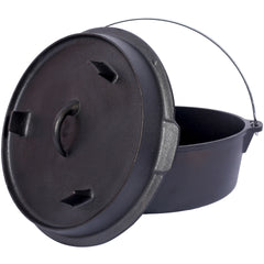 Pre-Seasoned Cast Iron Dutch Oven With Skillet Lid, Outdoor Camping Deep Pot for Camping Fireplace Cooking BBQ Baking Campfire, With Iron Pot Rack, 4.5 Quart