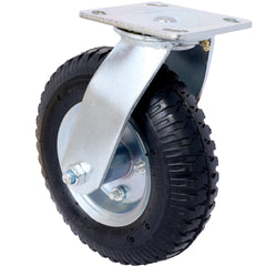 2PCS 8IN CASTER pneumatic tire SWIVEL, Caster Wheel, Swivel Plate, Steel Hub with Ball Bearings, 5/8-Inch Bore Centered Axle -black