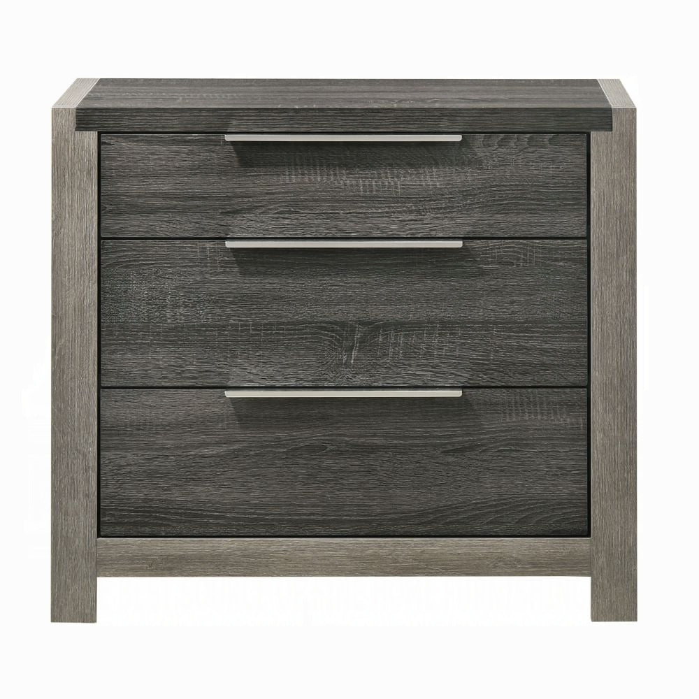 Contemporary Gray Finish 3-Drawers Nightstand Wooden 1pc Bedroom Furniture Bedside Table