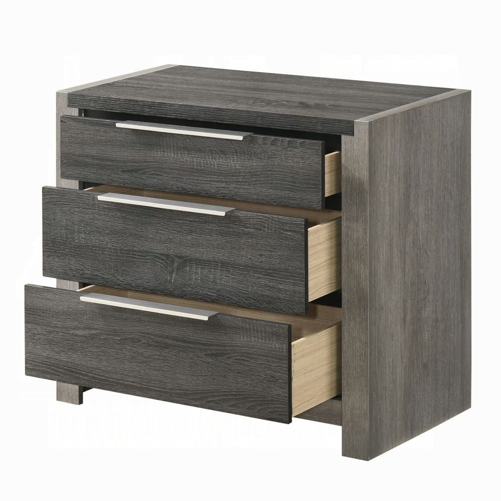 Contemporary Gray Finish 3-Drawers Nightstand Wooden 1pc Bedroom Furniture Bedside Table