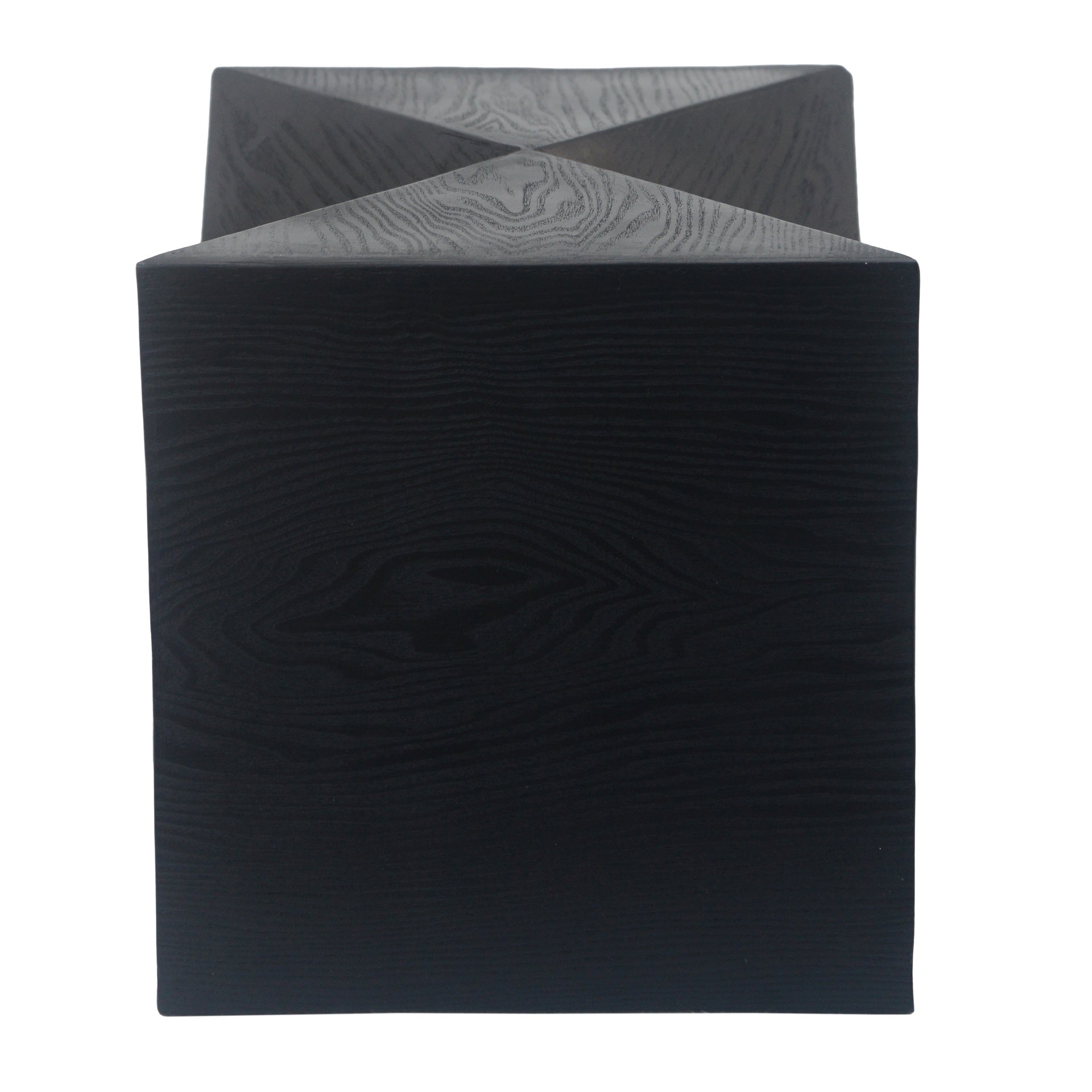 14.25" Black Prismatic Symmetry Concrete Side Table with Smooth Wood Grain Texture and Modern Prismatic Shape – Weather-Resistant Accent for Patio, Garden, or Balcony
