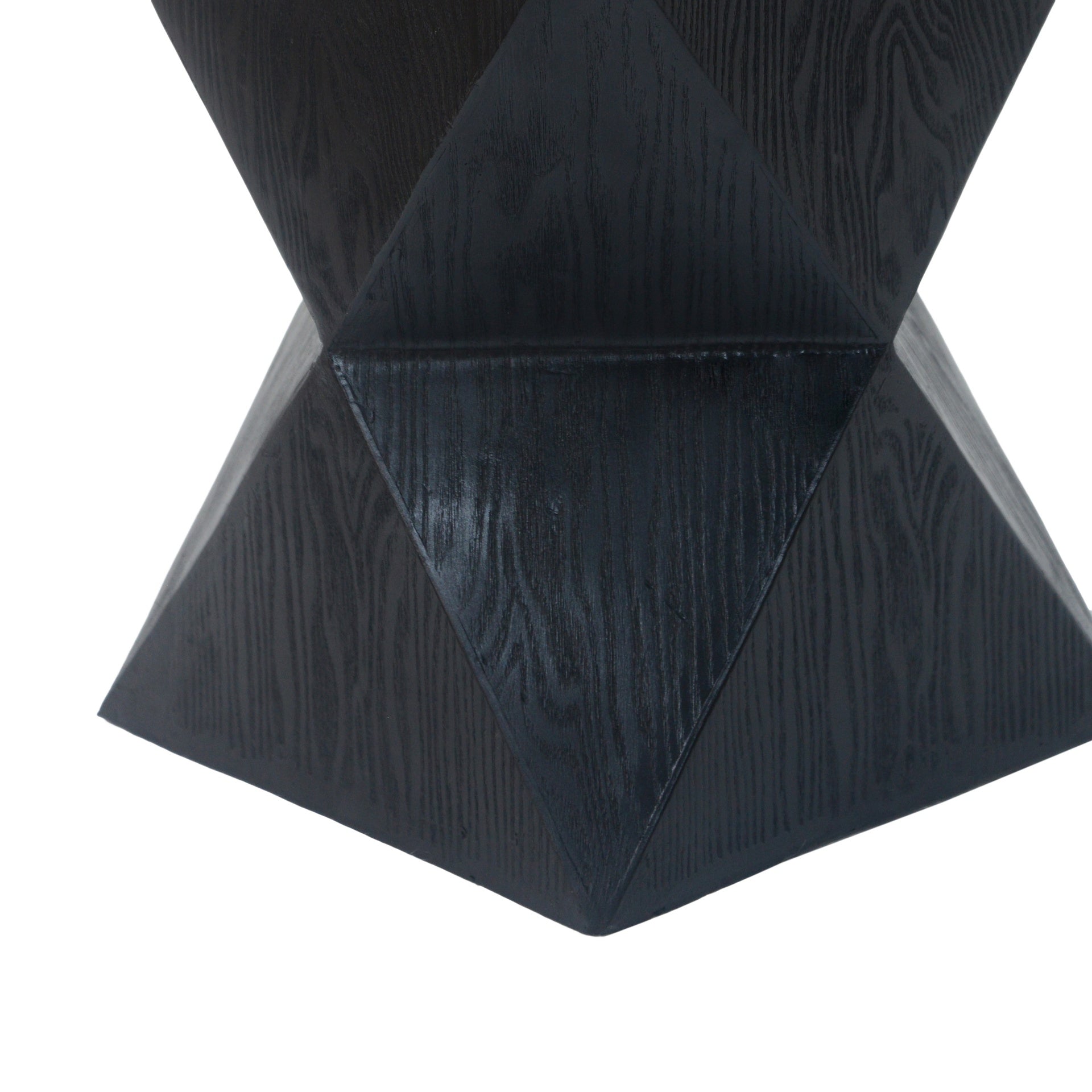 14.25" Black Prismatic Symmetry Concrete Side Table with Smooth Wood Grain Texture and Modern Prismatic Shape – Weather-Resistant Accent for Patio, Garden, or Balcony