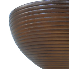 16" Ribbed Brown Concrete Outdoor Side Table with Hourglass Design – Weather-Resistant Accent for Patio, Garden, or Balcony