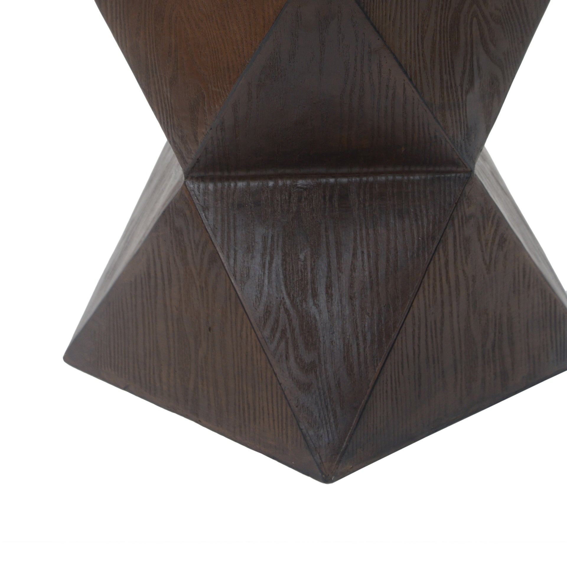 14.25" Natural Wood Grain Finish Prismatic Symmetry Concrete Outdoor Side Table with Symmetric Design – Weather-Resistant Accent for Patio, Garden, or Balcony