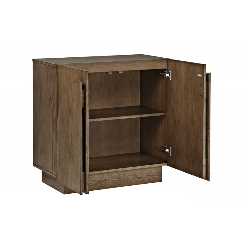 Mid-Century Modern Sideboard Buffet, Living Room Wood Storage Cabinet with Arched Cabinet Doors, Brown Credenza Cabinet for Kitchen or Living Room, Brown