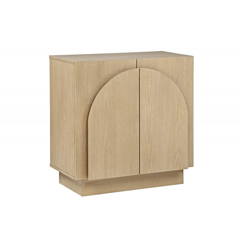 Mid-Century Modern Oak Wood Sideboard Buffet, Living Room Wood Storage Cabinet with Arched Cabinet Doors, Oak Credenza Cabinet for Kitchen or Living Room, Light Oak
