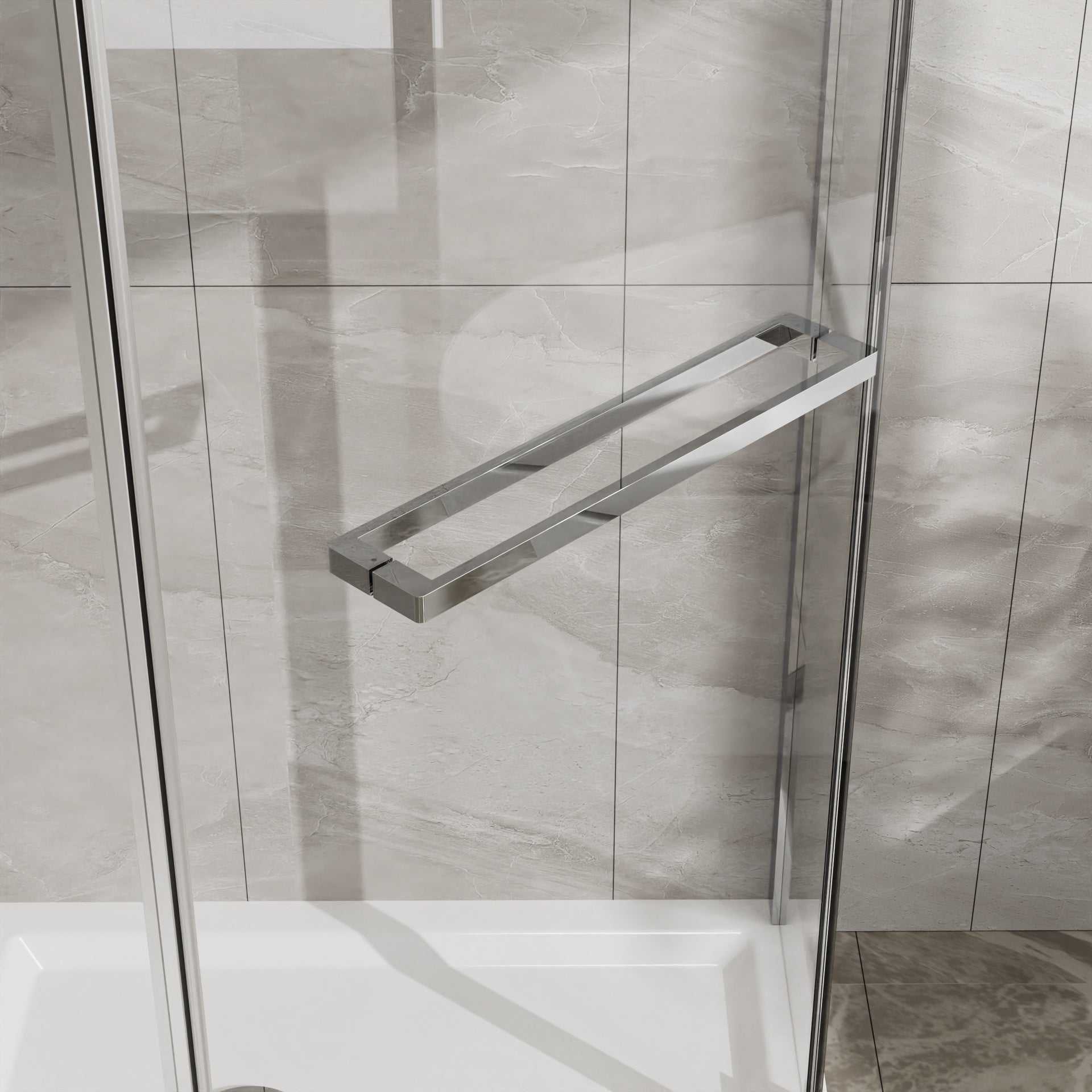 Goodyo Neo-Angle Frameless Shower Door 36 in. D x 36 in. W x 72 in. H Corner Shower Enclosure with Clear SGCC Tempered Glass Pivot Shower Door in Chrome Finish
