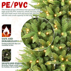 8FT Slim Christmas Tree with 500 Warm White LED Lights – 1612 PE+PVC Tips, Space-Saving Hinged Design, Easy Setup, Sturdy Metal Stand – Realistic Pencil Tree for Small Spaces