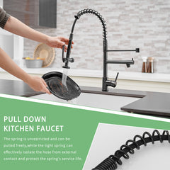 Commercial Kitchen Faucet with Pull Down Sprayer, Single Handle Single Lever Kitchen Sink Faucet