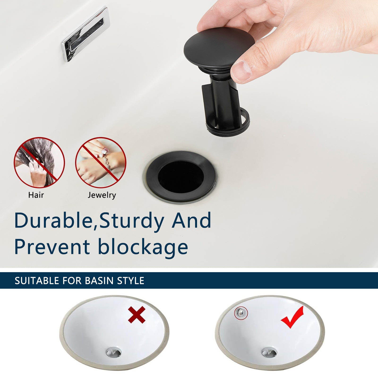 Sink Faucet With Deck Plate Waterfall Black with Pop Up Drain and Supply Lines Bathroom faucets for Sink 1 Hole or 3 Holes One Handle Faucets Vanity Bath Mixer Tap
