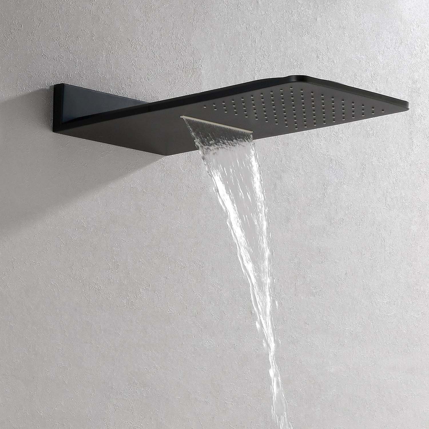 Wall Mounted Waterfall Rain Shower System With 3 Body Sprays & Handheld Shower